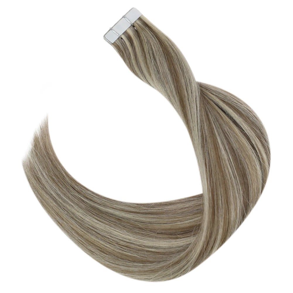 Pure Blonde Hair Tape in Human Hair Extensions 20pcs Adhesive