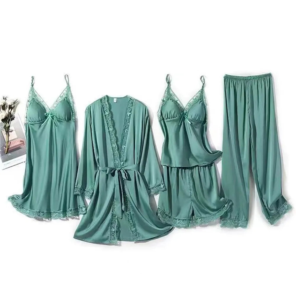 5PCS Satin Lace Sleepwear