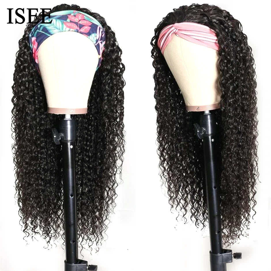 Kinky Curly Headband Wig Brazilian Human Hair Wig