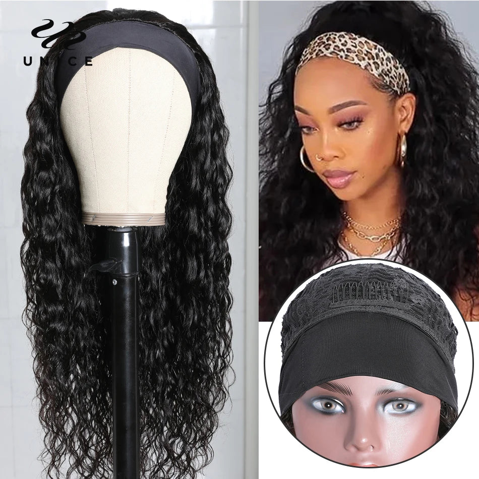 Headband Water Wave Human Hair Wigs