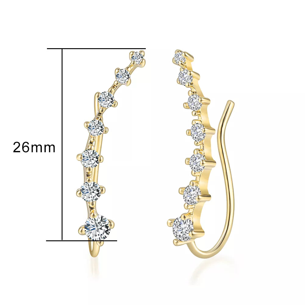 Long Dipper Ear Hook Clip Earrings Four-Prong Setting Zircon C