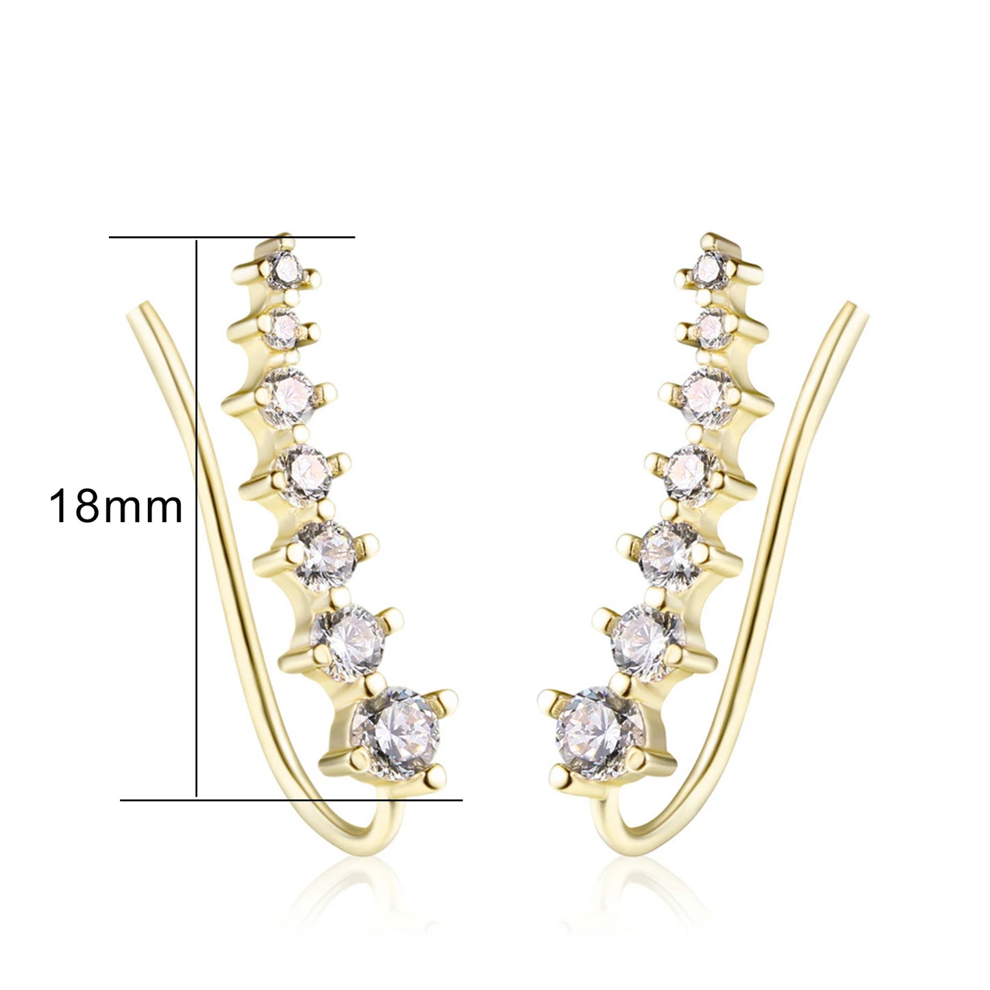 Long Dipper Ear Hook Clip Earrings Four-Prong Setting Zircon C