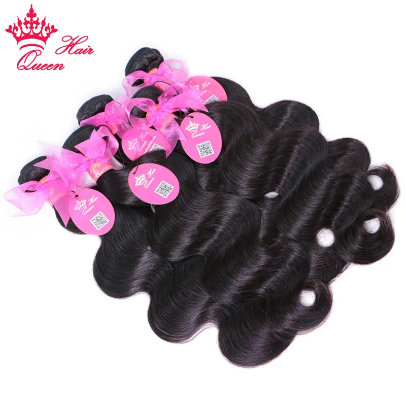 Queen Hair Body Wave Bundles With Real HD Invisible Lace Closure Frontal