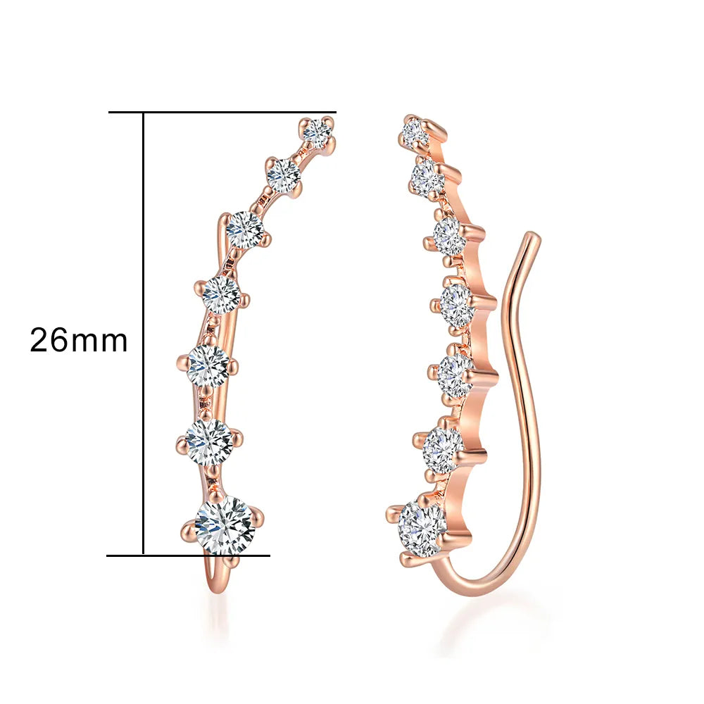 Long Dipper Ear Hook Clip Earrings Four-Prong Setting Zircon C