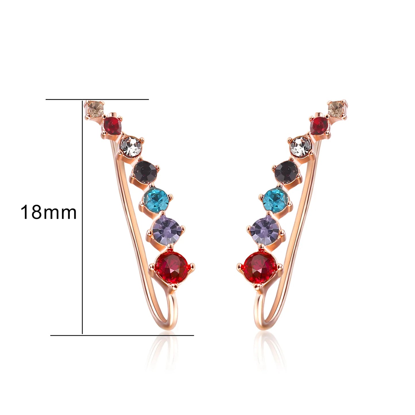 Long Dipper Ear Hook Clip Earrings Four-Prong Setting Zircon C