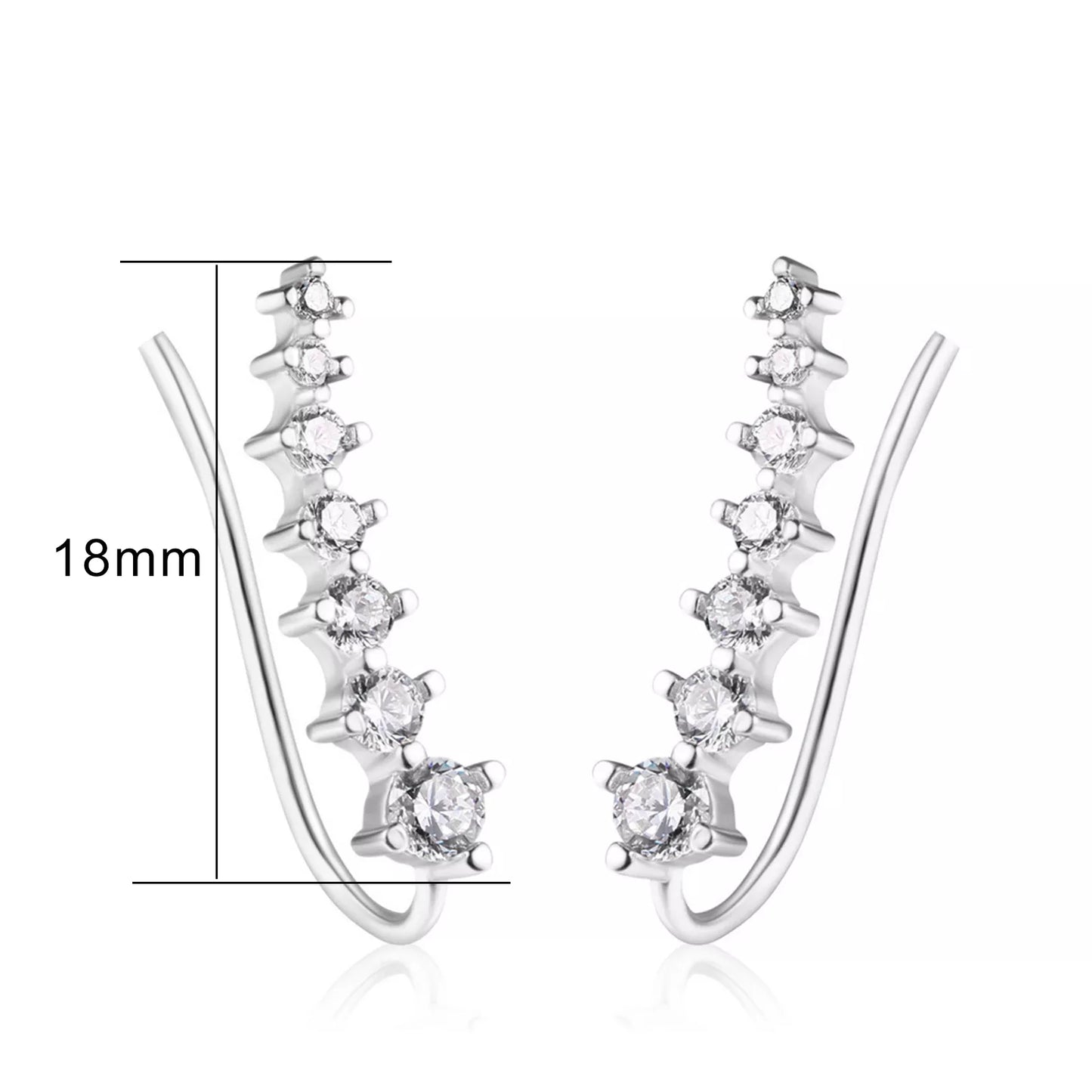 Long Dipper Ear Hook Clip Earrings Four-Prong Setting Zircon C