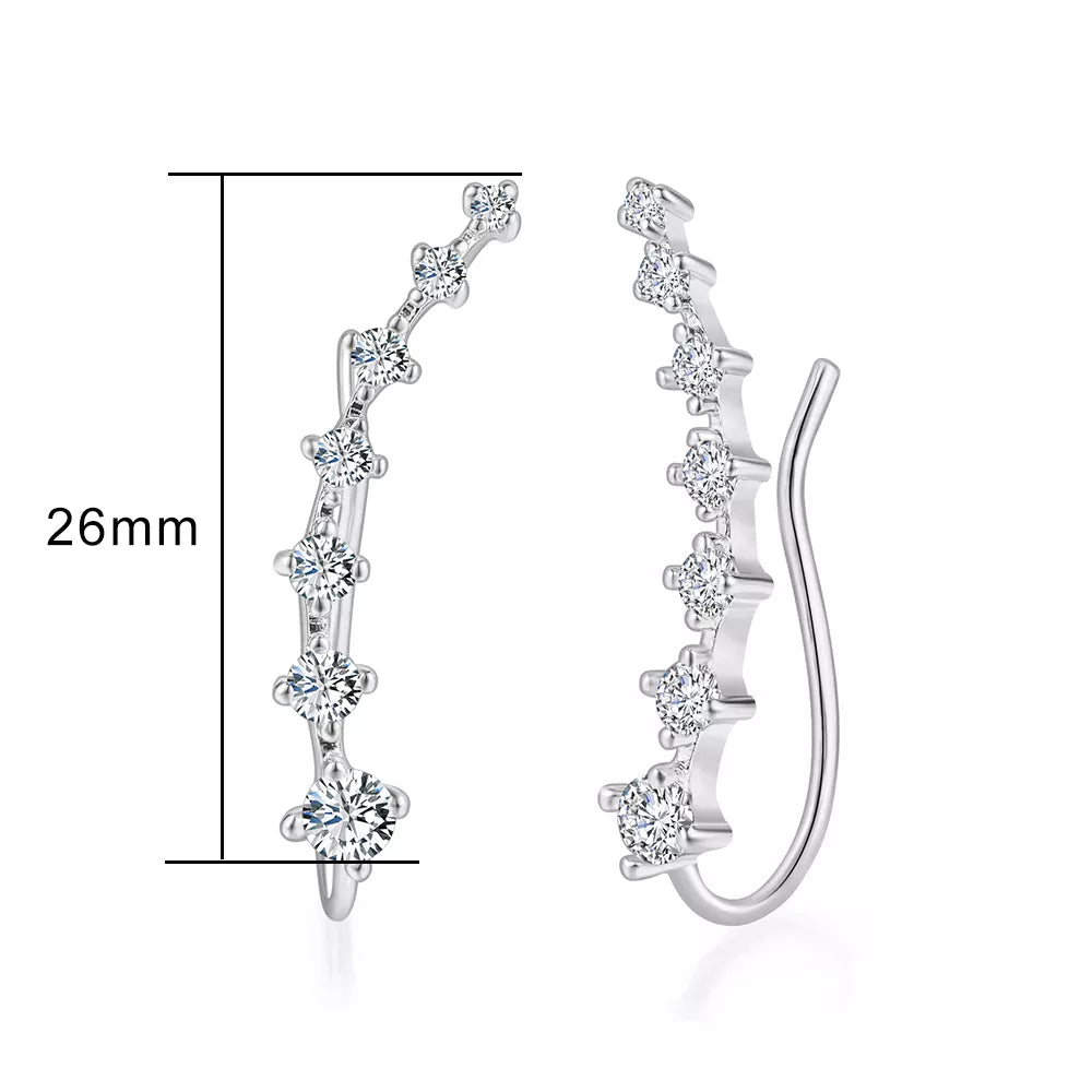 Long Dipper Ear Hook Clip Earrings Four-Prong Setting Zircon C