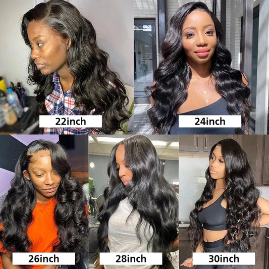 Body Wave Bundles With Closure 5x5 HD Lace Remy Brazilian Weaving 30 Inch Natural Hair Extension Human Hair Bundles With Frontal