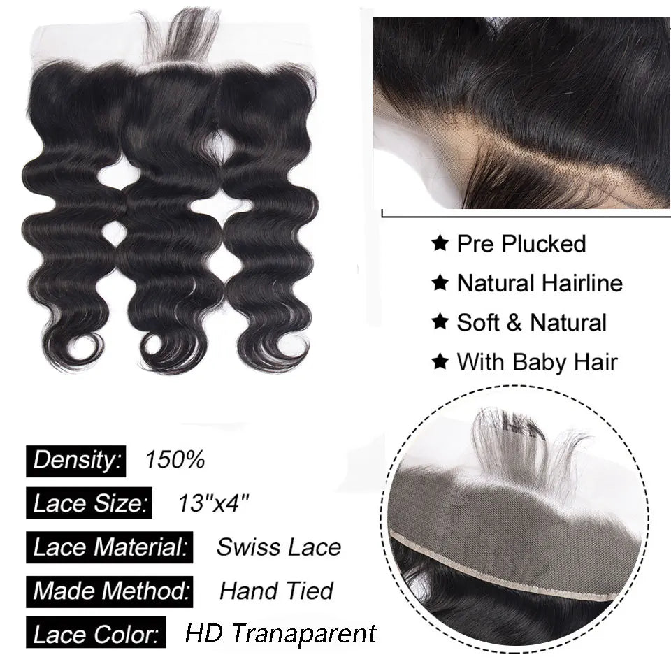 Body Wave Bundles With Closure 5x5 HD Lace Remy Brazilian Weaving 30 Inch Natural Hair Extension Human Hair Bundles With Frontal